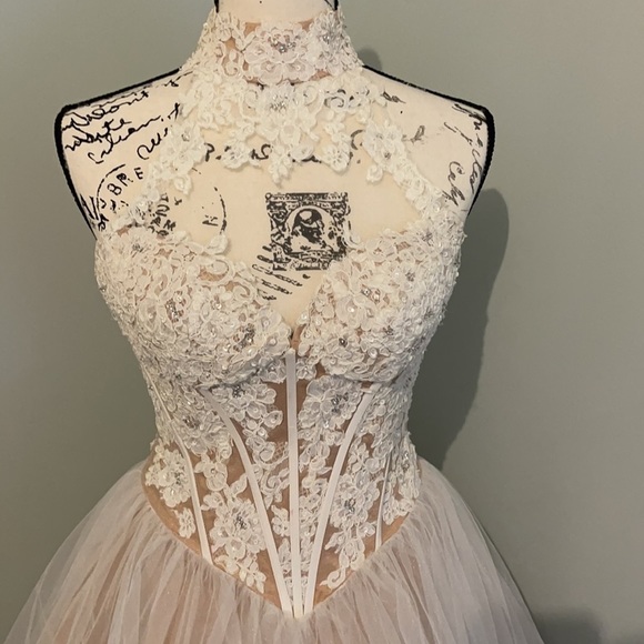 Sherri Hill Lace Appliqué Mini Cocktail Prom Pageant Bridal Wedding Party Dress - Picture 4 of 16